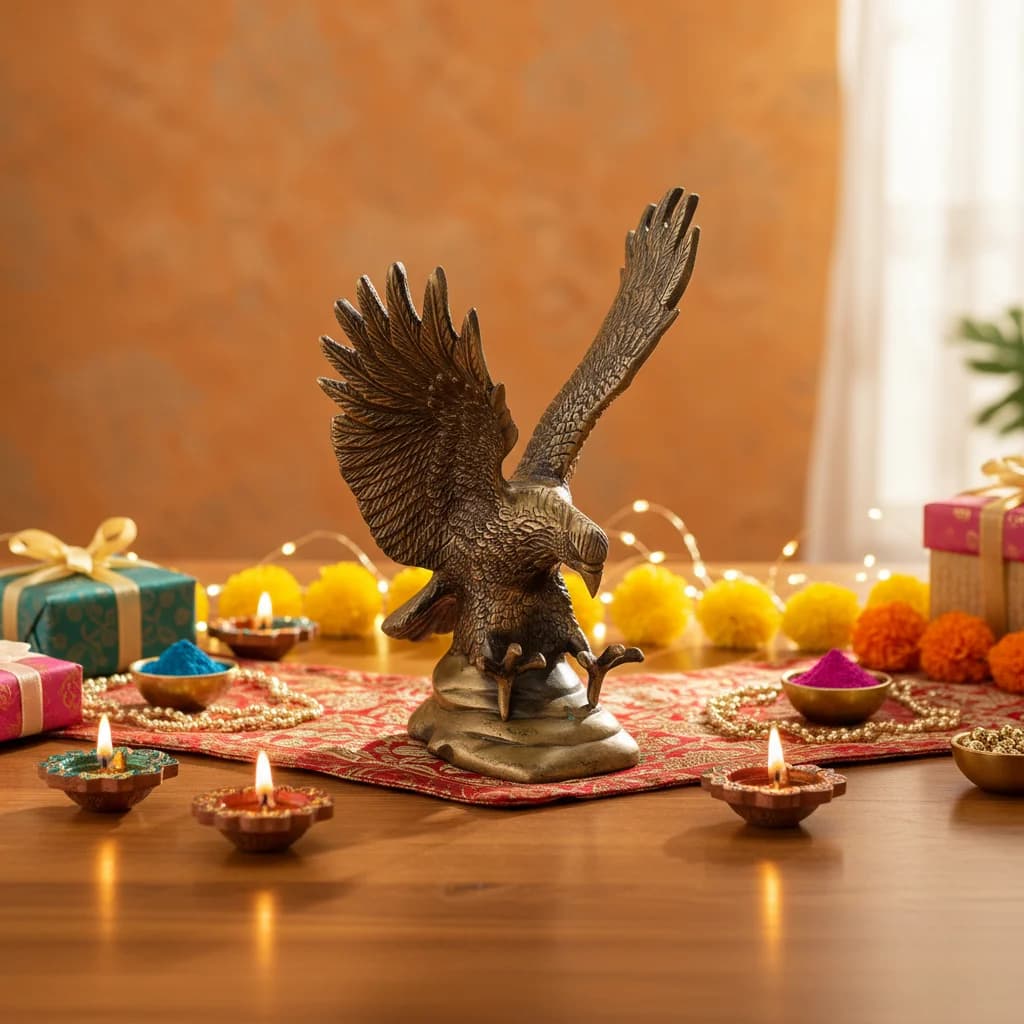 Majestic Brass Eagle Idol for Home & Temple
