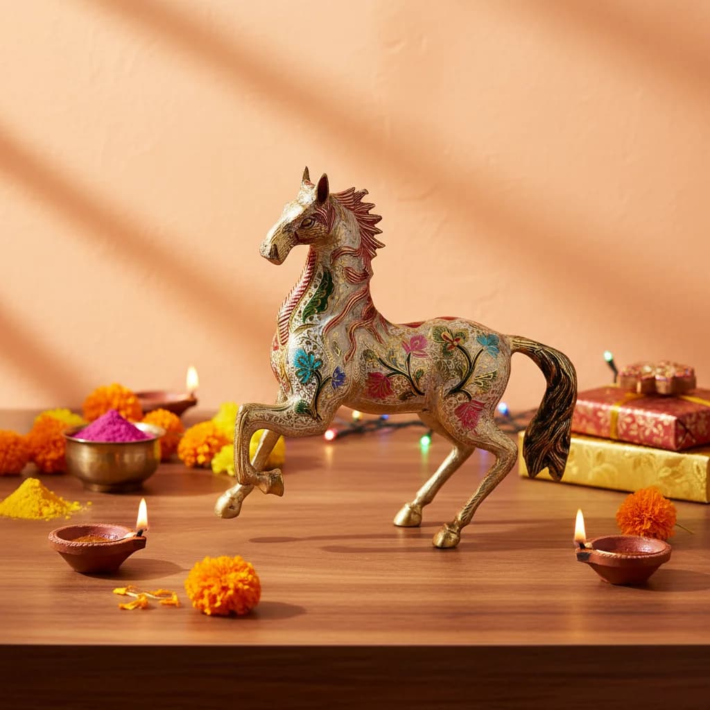 Majestic Brass Horse Idol for Energy & Progress