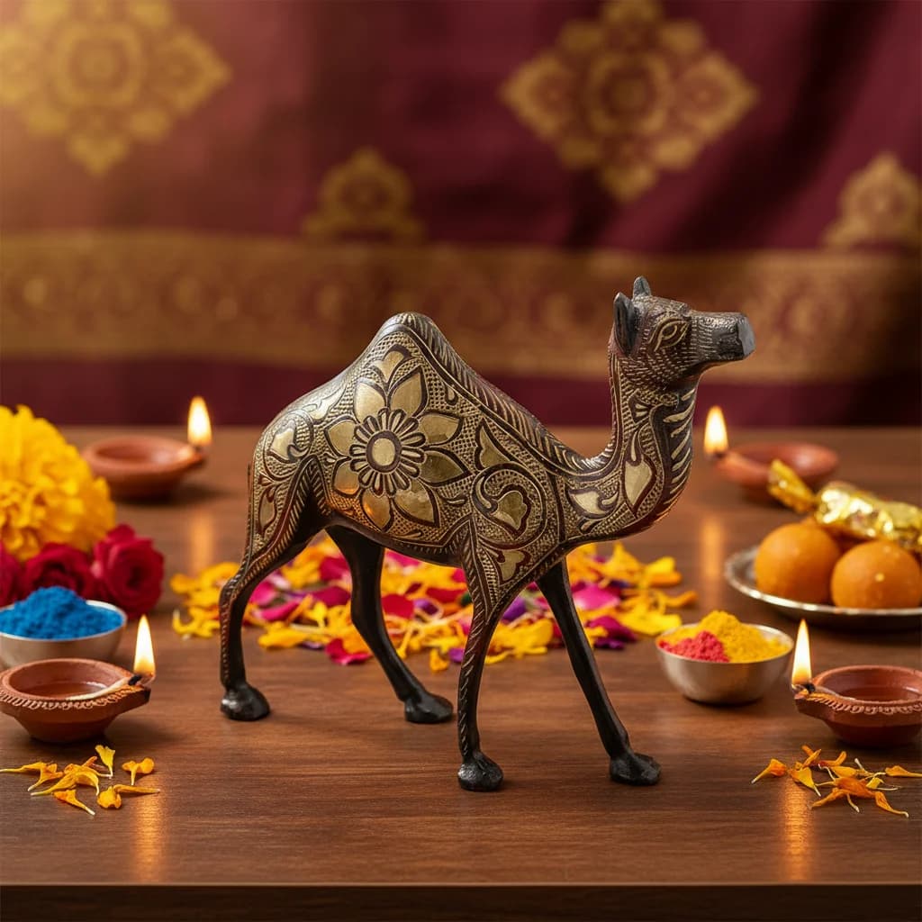 Traditional Brass Camel Idol for Strength & Resilience