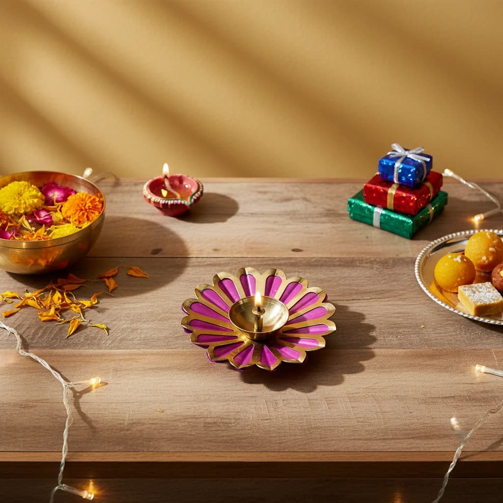 Brass Lotus Diya for Pooja & Festive Décor