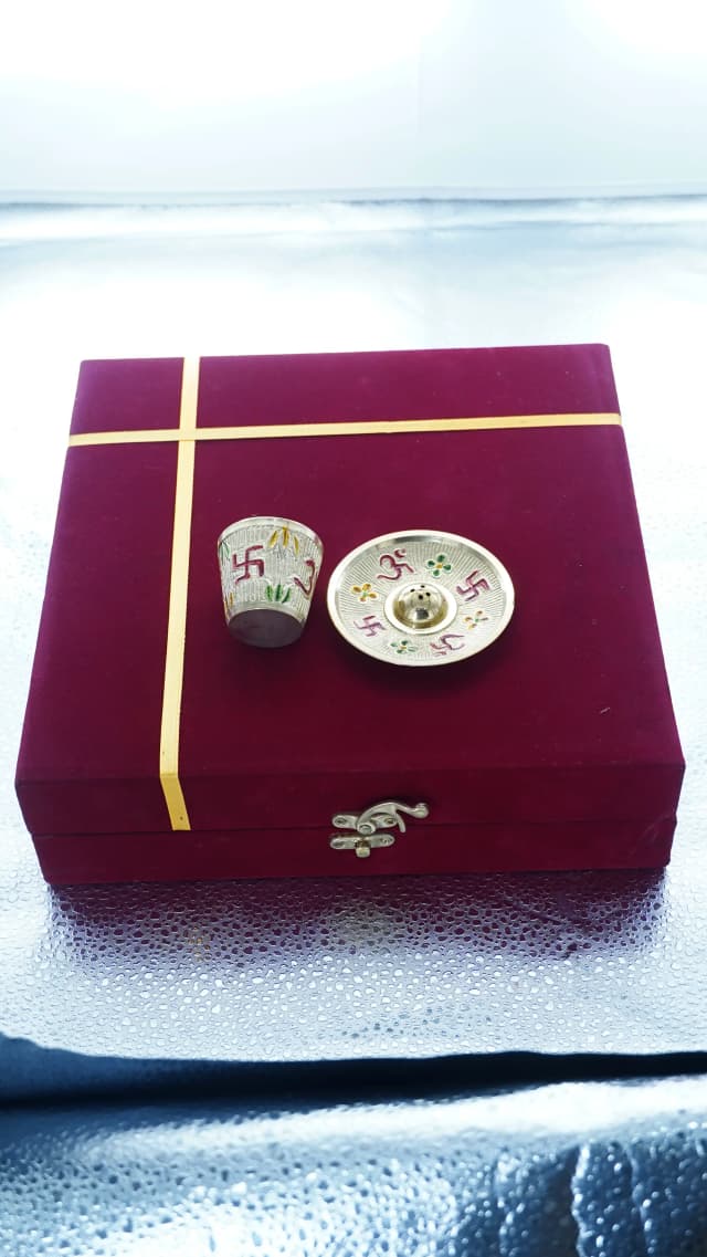 Polished Brass Puja Thali for Diwali & Karwa Chauth Puja
