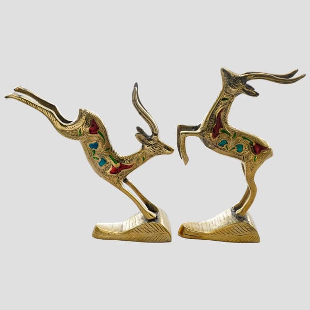 Elegant Brass Running Deer Figurine for Peace & Balance