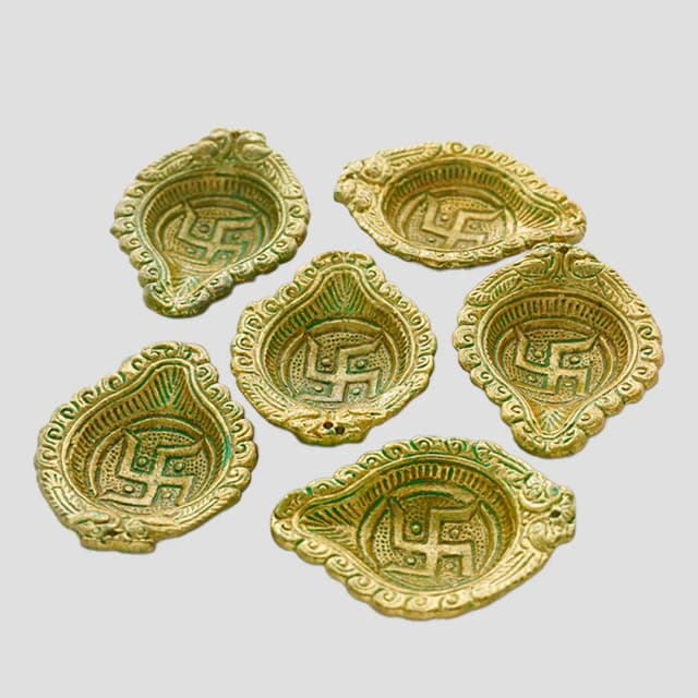 Premium Golden Diya Set for Pooja & Home Decor – Set of 6
