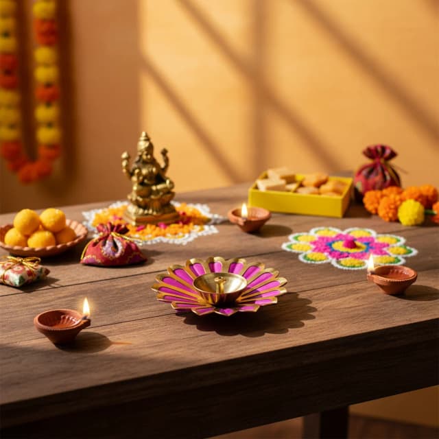 Brass Lotus Diya for Pooja & Festive Décor