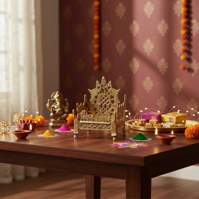 Brass Aasan for Bhagwan Idols & Mandir Décor