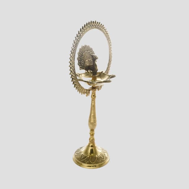 Antique Brass Peacock Diya for Puja, Diwali & Home Decor