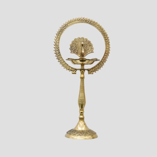 Antique Brass Peacock Diya for Puja, Diwali & Home Decor