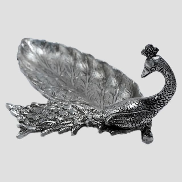 Decorative Metal Peacock Plate for Pooja & Home Decor